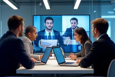 فريق عمل في مؤتمر عبر الهاتف